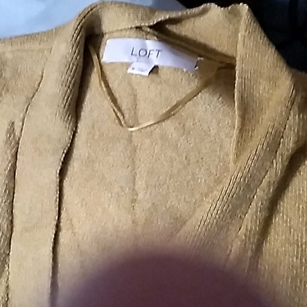 Loft, Medium, Mustard colored long cardigan